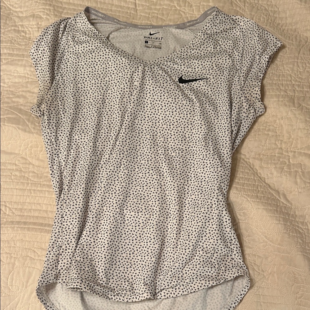 Nike Women's Black and White Dotted Tee